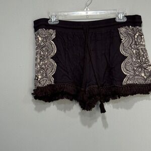 Mossimo Supply Co Womens XL‎ Black Lace Embroidered Fringe Tassel Shorts Boho